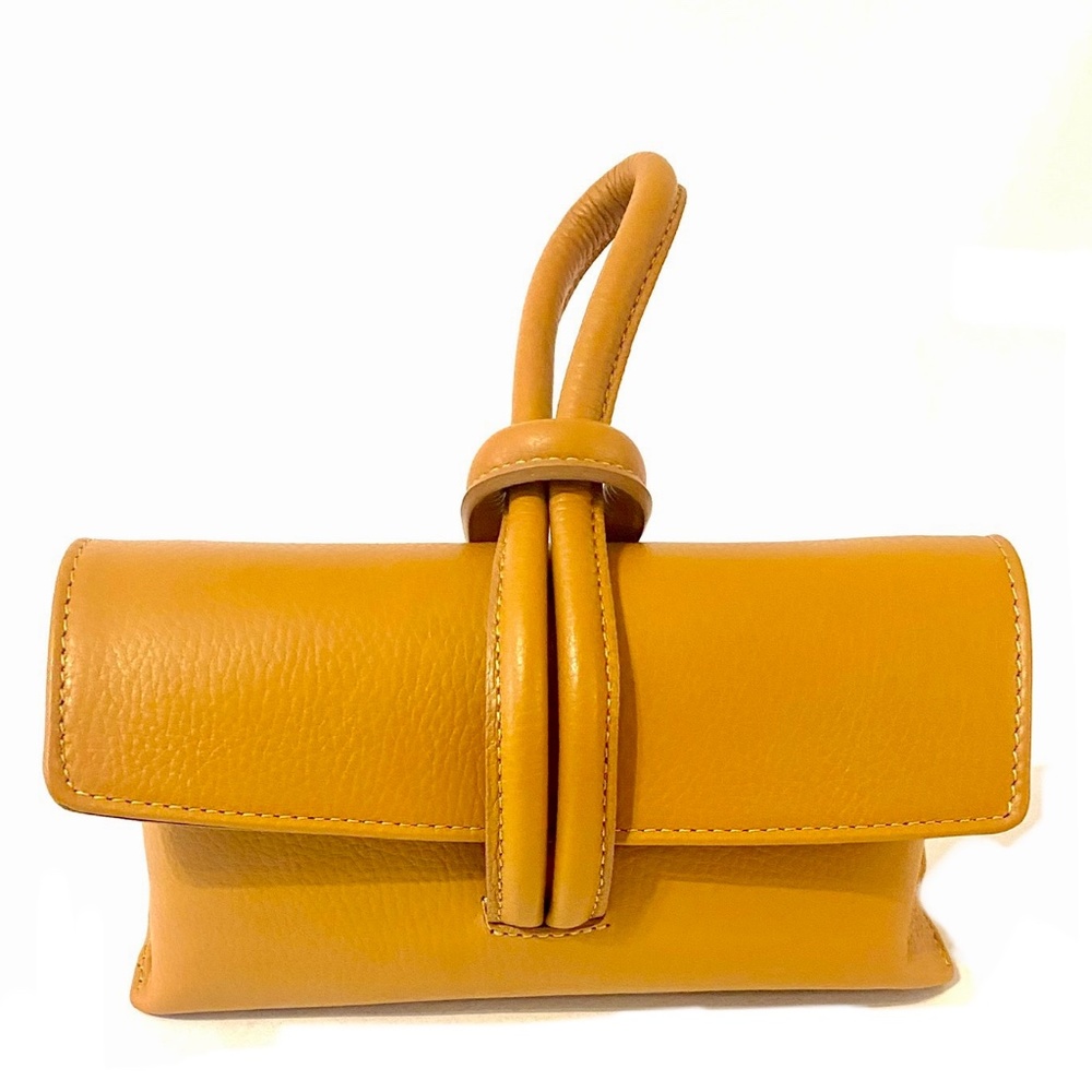 Cognac leather Gia clutch